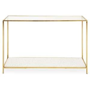 Nivea Clear Glass Top Console Table With Gold Metal Frame