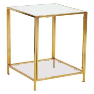 Nivea White Marble Top Side Table With Gold Metal Frame