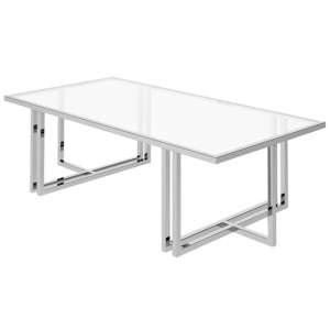Nizip Glass Coffee Table With Polished Stainless Steel Frame