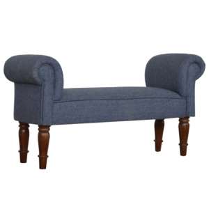 Cassia Fabric Hallway Seating Bench In Blue