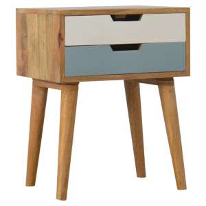 Nobly Wooden Bedside Cabinet In Blue And White