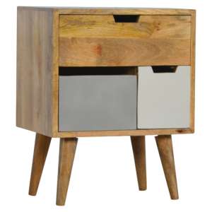 Nobly Wooden Bedside Cabinet In Grey And White Removable Drawer