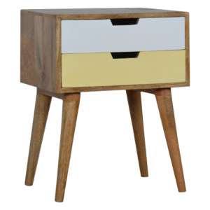 Nobly Wooden Bedside Cabinet In Mustard And White