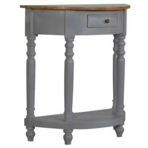Nobly Wooden Console Table In French Grey With Natural Oak Top