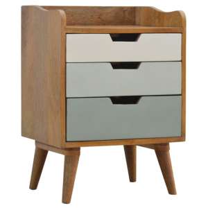 Nobly Wooden Gradient Bedside Cabinet In Green And White