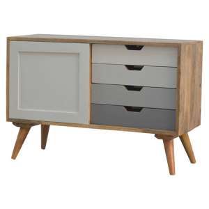 Nobly Wooden Sideboard In Grey And White With 4 Drawers