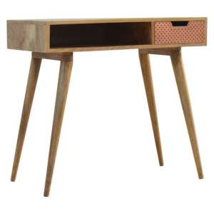 Nobly Wooden Study Desk In Oak Ish And Copper