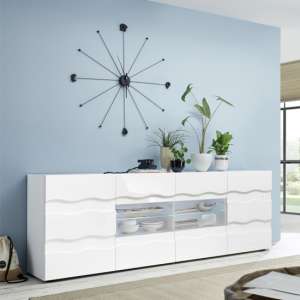 Nod Wooden Sideboard In White High Gloss With 2 Doors 4 Drawers