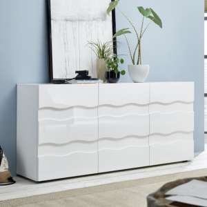 Nod Wooden Sideboard In White High Gloss With 3 Doors