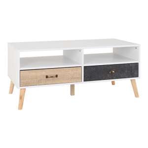 Noein Wooden Coffee Table In White And Distressed Effect
