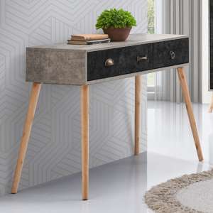 Noein Wooden Console Table In Concrete Effect And Charcoal