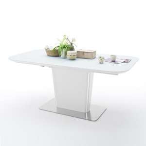Nolte Glass Extendable Dining Table In White And Steel Base