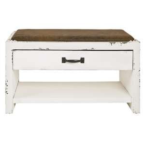Norco Wooden Shoe Storage Bench In White Vintage Look