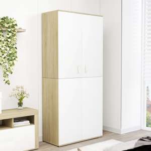 Norco Shoe Storage Cabinet With 2 Doors In White And Sonoma Oak