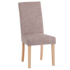 Norcross Fabric Studded Dining Chair In Tweed