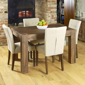 Norden Dining Table In Walnut With 4 Biscuit Novian Chairs