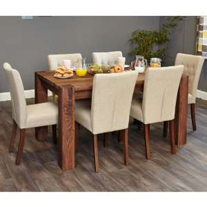 Norden Dining Table In Walnut With 6 Biscuit Novian Chairs