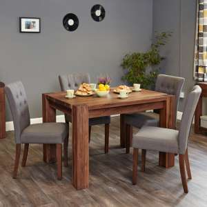 Norden Dining Table In Walnut With 6 Slate Novian Chairs