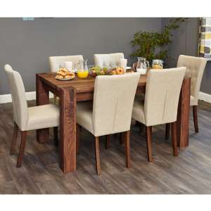 Norden Large Dining Table In Walnut With 6 Biscuit Novian Chairs
