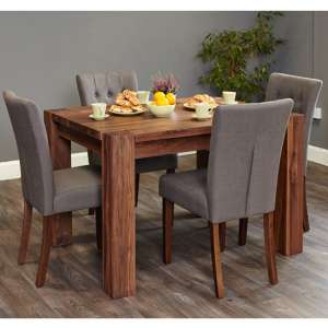 Norden Large Dining Table In Walnut With 6 Slate Novian Chairs