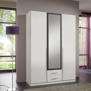 Norell Mirrored Wardrobe In White And Graphite With 3 Doors
