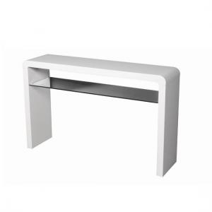Norset Large Console Table In White Gloss With 1 Glass Shelf