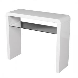 Norset Medium Console Table In White Gloss With 1 Glass Shelf
