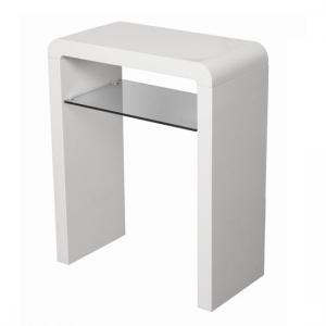 Norset Small Console Table In White Gloss With 1 Glass Shelf
