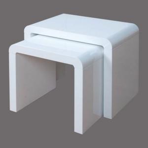 Norset Modern Set of 2 Nesting Tables In White Gloss