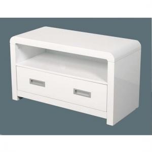 Norset Modern TV Stand Rectangular In White Gloss With 1 Drawer