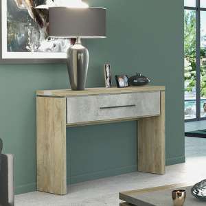 Norton Console Table In Oak And Concrete Effect With 1 Drawer