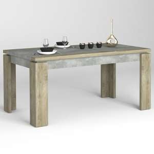 Norton Extending Large Dining Table In Oak And Concrete Effect