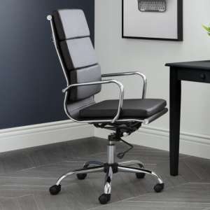 Nahilla Faux Leather Home And Office Chair In Black