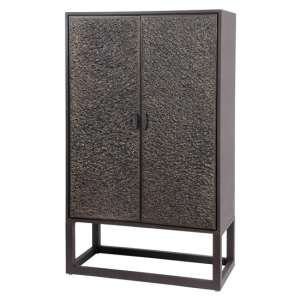 Notting Wooden Bar Cabinet With 2 Doors In Textured Brown