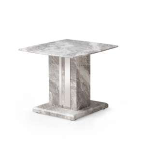 Nouvaro End Table In Grey Paper Marble Top With Wooden Base