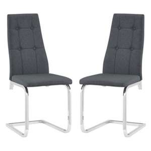 Nova Grey Fabric Dining Chairs With Chrome Legs In A Pair