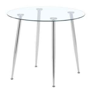 Nova Round Clear Glass Top Dining Table With Chrome Legs