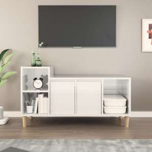 Novato High Gloss TV Stand With 2 Doors In White