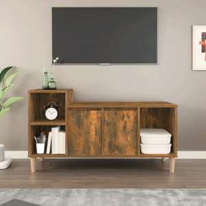 Novato Wooden TV Stand With 2 Doors In Smoked Oak