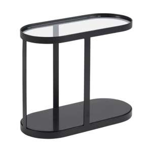 Noblesville Clear Glass Side Table With Black Marble Base