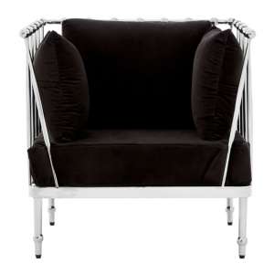 Kurhah Bedroom Chair In Black With Silver Finish Tapered Arms  