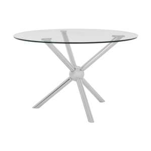 Kurhah Round Clear Glass Dining Table With Silver Frame