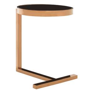 Kurhah Glass Side Table In Rose Gold With T-Shaped Base  