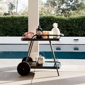 Blau Aluminum Drinks Trolley In Charcoal With 2 Shelves