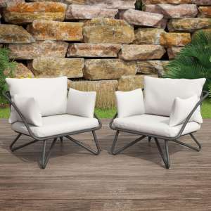 Necton Teddi Metal Lounge Chair Set In Charcoal Grey