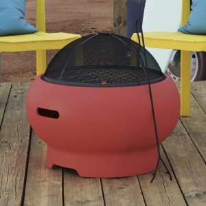 Necton Wood Burning Fire Pit With Grilling In Red