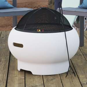 Necton Wood Burning Fire Pit With Grilling In White