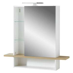 Novolino Bathroom Mirrored Cabinet In White And Navarra Oak
