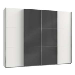 Noyd Mirrored Sliding Wardrobe In Grey And White 4 Doors