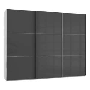 Noyd Wooden Sliding Wardrobe In Grey And White 3 Doors